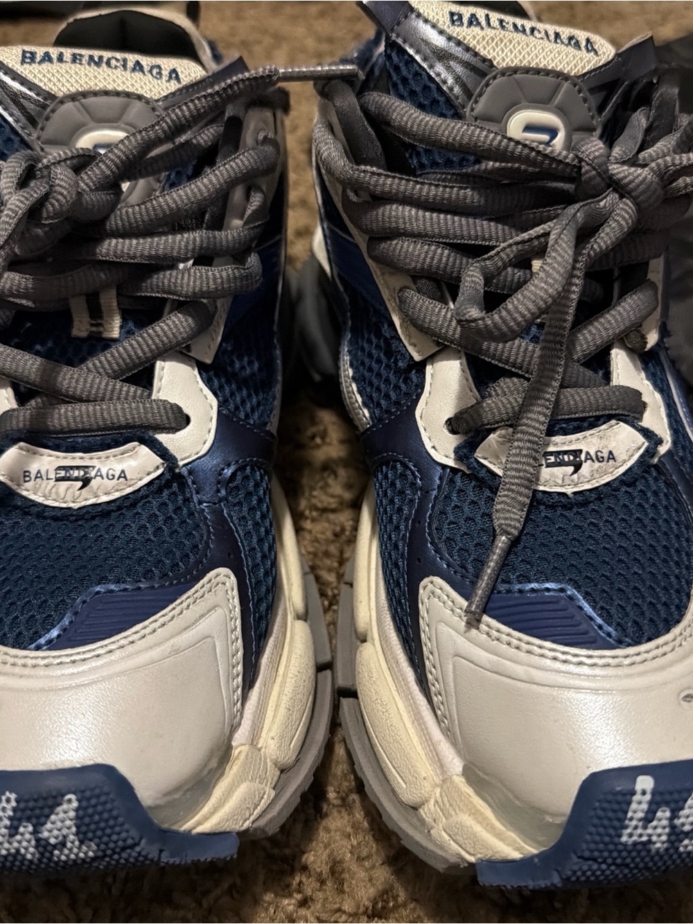 Balenciaga Kids Navy, Gray and White Chunky Sneaker